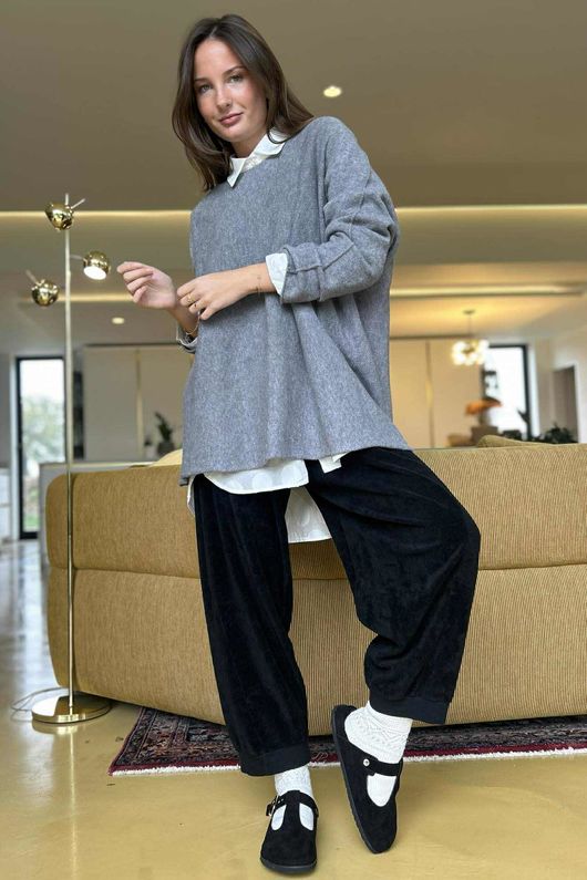 Conrad Oversized Boxy Knit Mid Grey